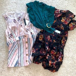 NWT Bundle 4 pieces - 2 dresses, 1 top, and 1 coverup/kimono style